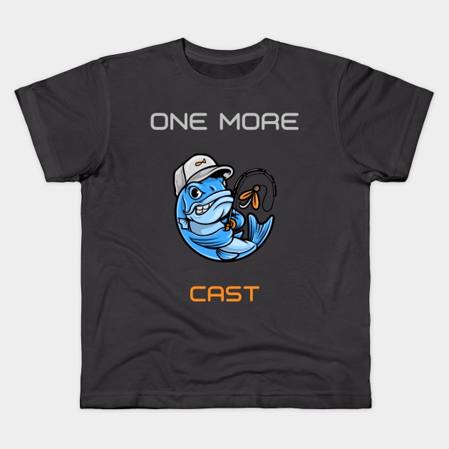 One More Cast - Fishing Gift Kids T-Shirt by AwesomeEh